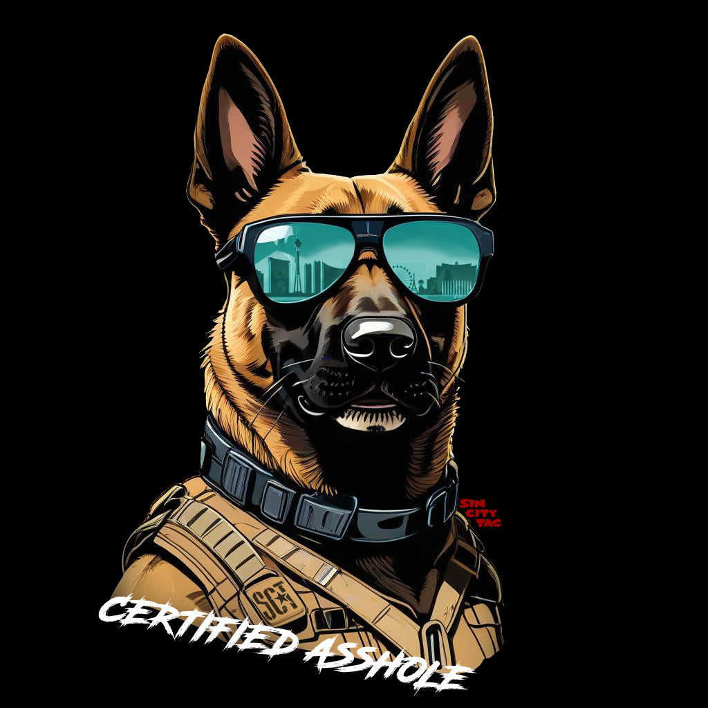 Malinois "Certified Asshole" Vinyl Decal Sticker