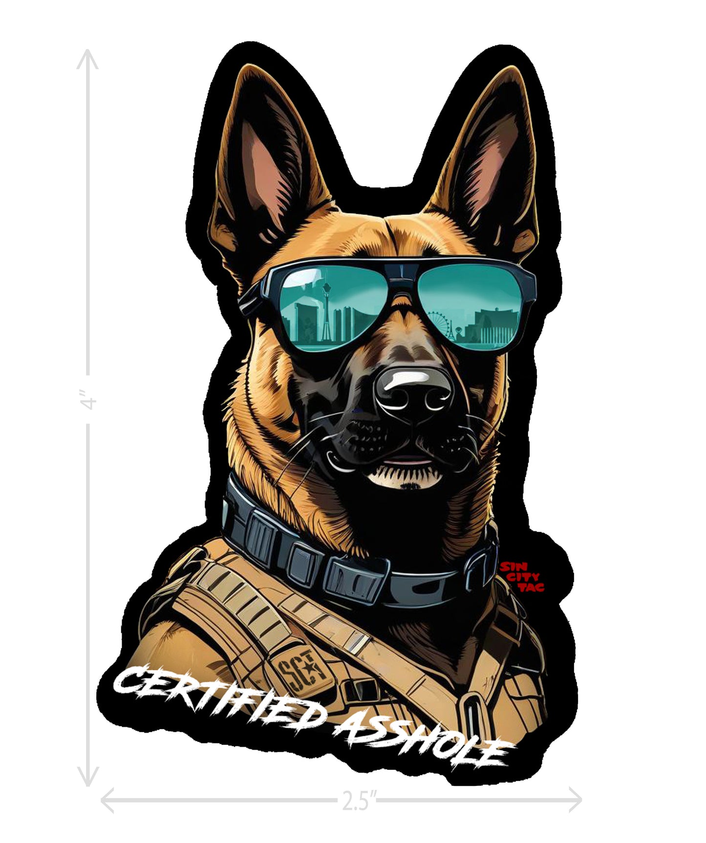 Malinois "Certified Asshole" Vinyl Decal Sticker